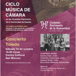 a música de cámara llega a San Marcos el 15 de octubre con el concierto gratuito del Grupo Ciudades Patrimonio