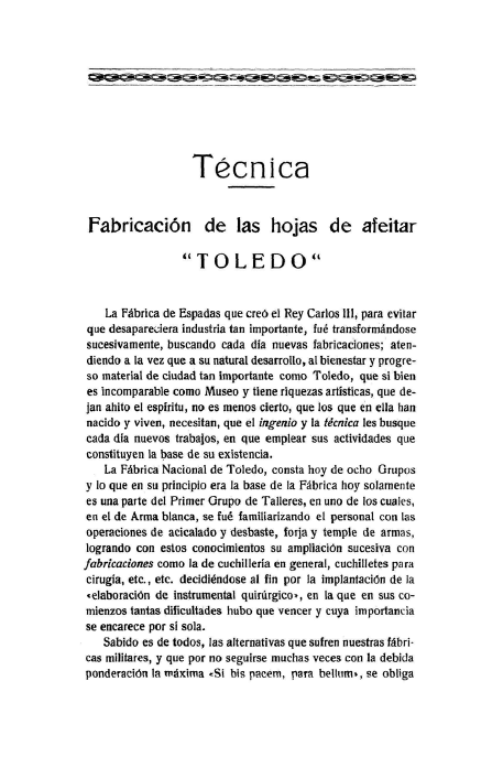 Fabricación de las hojas de afeitar Toledo por Fernando Córdoba Samaniego_Año 1931