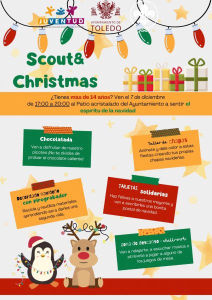 Cartel Scout & Christmas. Actividad Navidad Ayuntamiento