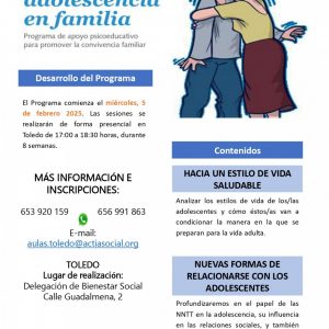 Aulas de Familia de Toledo. “Vivir la adolescencia en familia”.