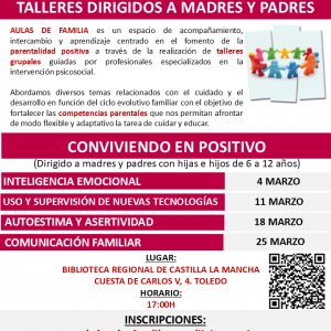 Aulas de Familia. Talleres dirigidos a madres y padres.